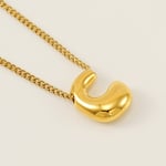 Gold color / 1 Piece Simple Series Daily Letter C Titanium Steel  Gold Color Unisex Pendant Necklaces Picture3